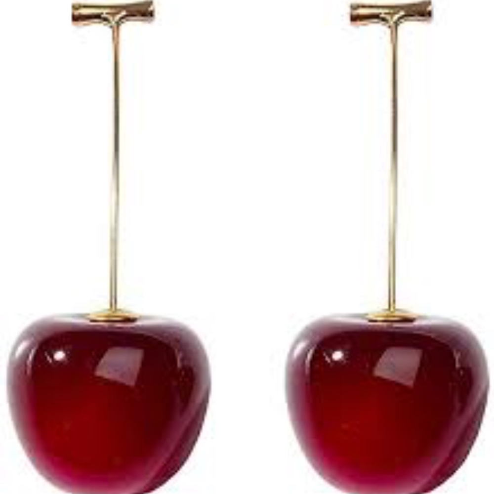 Cherry Drop Earrings- Garnet Red - Wine Red